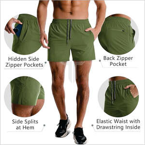 <b>Men's</b> High Quality Summer Gym Fitness <b>Shorts</b> Quick Dry <b>Elastic</b> <b>Waist</b> Polyester/Cotton Eco-Friendly Outdoor Jogging OEM Service - Product Image 2