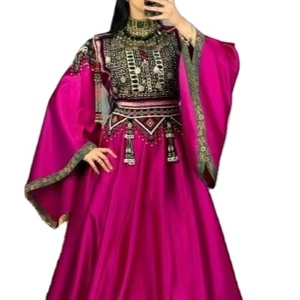 Vestidos Afganos Modernos con Apliques de Encaje Bordado para Mujer, de la Mejor Calidad, Colores Personalizados, Largo hasta la Rodilla, Corte en A - Product Image 1