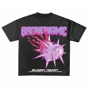 Impresión gráfica personalizada Y2K Streetwear moda camiseta para hombres ropa de verano 100% algodón gota hombro recortado hombres camiseta - Product Image 2