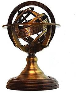 Esfera armilar de latón de tamaño escritorio con elementos marineros y construcción de anillo funcional para una decoración elegante del hogar - Product Image 2