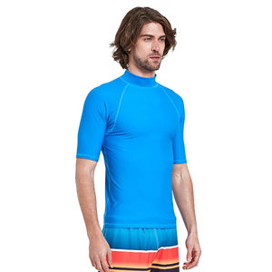 Camisas deportivas de alto rendimiento de color liso de manga corta Rash Guard Compression Fit de tela elástica transpirable en Venta barata - Product Image 6
