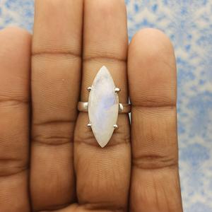 Anillo de diseñador hecho a mano artesano bohemio 925 Plata sólida Arco Iris piedra lunar piedra preciosa ajuste Marquesa forma diamante joyería - Product Image 2