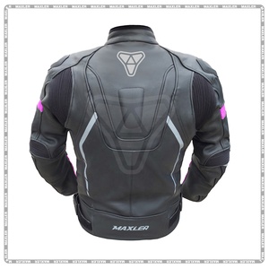 Chaqueta de Motociclista Deportiva de Cuero Genuino XL Hecha a Medida, Cierre de Cremallera Informal, Impermeable, Resistente al Viento y al Fuego, Estampada - Product Image 3
