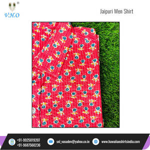 Jaipuri เสื้อเชิ้ตผ้าฝ้ายพิมพ์ลายด้วยมือของผู้ชายเสื้ออินเดียขนาดพิเศษ - Product Image 3