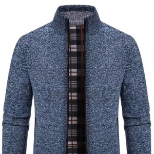Veste cardigan décontractée pour hommes pull en tricot coupe ample pour jeunes adultes saison d'hiver fermeture à glissière tissu en toile Service OEM - Product Image 1