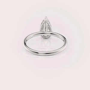 Bague de luxe en argent sterling 925 massif avec diamant de laboratoire taille poire et pierres latérales rondes, certifiée IGI, plaquée rhodium, sertie à griffes - Product Image 4