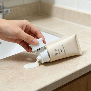 Tube en plastique PE beige personnalisé de 150 ml avec bouchon à vis pour crème pour les yeux et emballage cosmétique, impression sérigraphique - Product Image 5