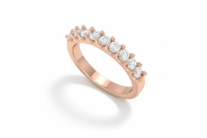 แหวนทอง 14K ประดับเพชรแท้ ดีไซน์คลาสสิกเก้าแถว สำหรับผู้หญิง - Product Image 4