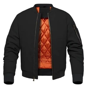 Blouson bombardier noir veste à glissière de mode décontractée pour hommes avec doublure matelassée orange veste Streetwear Taslan - Product Image 6