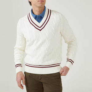 เสื้อสเวตเตอร์ถักไหมพรมสำหรับผู้ชายเสื้อคริกเก็ต100% กันเป็นขนแกะสินค้าใหม่2025 - Product Image 2