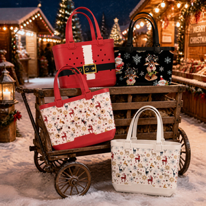 Custom Printed EVA Beach <b>Tote</b> Bag Christmas Quick Dry Waterproof EVA Handbag With Charms for Holiday Beach Party Wholesale - Product Image 2