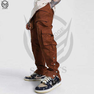 Pantalones Cargo para Hombre, 6 Bolsillos, Cintura Elástica, Cierre Inferior con Cremallera, Algodón, Deportivos, Casuales, para Exteriores - Product Image 4