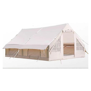 Tente de camping gonflable portable de luxe 12 m² 300x400x200 cm en tissu Oxford PVC blanc cassé - Product Image 1