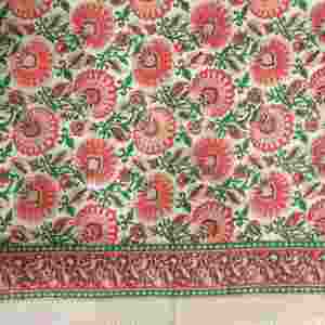 Cubierta de mesa de lino de algodón 100% con estampado de bloque de mano real bordado floral - Product Image 4