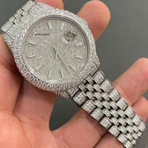 Montre de luxe en moissanite VVS1, style hip-hop, avec bracelet en acier inoxydable et diamants - Product Image 1