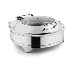 Marco de plato de frotamiento de acero inoxidable de calidad superior al por mayor media tapa de vidrio 7 litros equipo de servicio de restaurante calentador de alimentos - Product Image 1