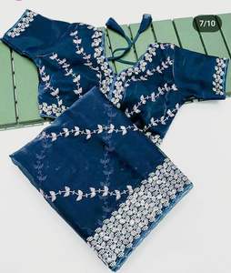 ชุดส่าหรีผ้าไหมสำหรับผู้หญิงดีไซน์เนอร์สไตล์ปากีสถานประดับเลื่อมงานขอบและงานขอบสำหรับงานแต่งงานและงานปาร์ตี้สำหรับผู้ใหญ่ - Product Image 2