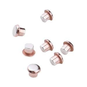 Pièce d'estampage personnalisée en alliage d'argent AgSno12 avec rivet en cuivre à contact tri-métallique - Product Image 1