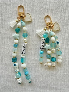 Portachiavi Artigianale con Nome Celeste, Ciondolo per Borsa Nero e Oro con Perline, Portachiavi Personalizzato con Nappa e Ciondoli Luna <span class=keywords><strong>Stella</strong></span>, Regalo Personalizzato - Product Image 2