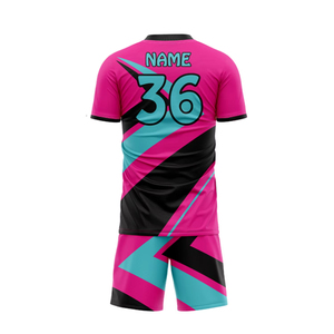 Uniforme de fútbol sublimado con cuello en V de diseño personalizado OEM con tela de poliéster transpirable de secado rápido sin costuras - Product Image 4