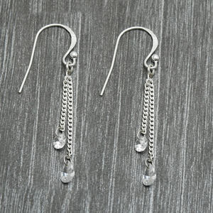 Precio al por mayor de alta calidad, Pendientes colgantes de lujo de Zirconia cúbica blanca de Plata de Ley 925 para mujer y niña, joyería hecha a mano - Product Image 3