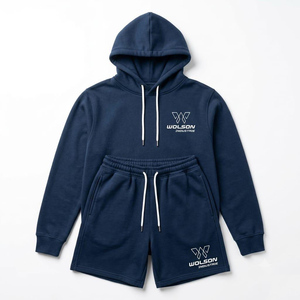 Men Winter <b>Running</b> Shorts and Hoodie Set Breathable Eco-Friendly <b>Fleece</b> Fitness Tracksuit for Gym Workout and Jogging - Product Image 1