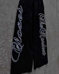 Wholesale Custom High Quality Lightweight Breathable Nylon <b>Fabric</b> Elastic Waist Gem Stones Pants Front Street Style Embroidered - Product Image 3