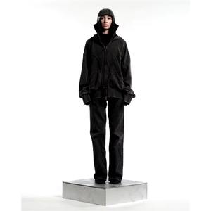 Sweat à capuche zippé à double capuche en coton épais personnalisé Streetwear pour hommes Col à capuche brodé Design Mode d'automne - Product Image 4