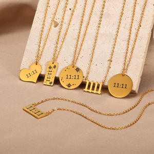 Moda cuadrado signo Ángel número <span class=keywords><strong>1111</strong></span> colgante collar creativo personalizado impermeable Acero inoxidable 18K oro joyería de moda - Product Image 3
