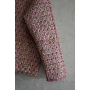 Veste à boutons réversible en coton 100% matelassée à motifs imprimés en blocs, manches longues, motif floral tissé, durable, faite à la main, hiver printemps - Product Image 3