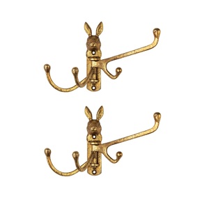 Animal Face <b>Wall</b> <b>Mounted</b> <b>Coat</b> Hook <b>Rack</b> Four Hooks Strong & Durable For Home Or Mining Antique Style With Antique Gold Finished - Product Image 6