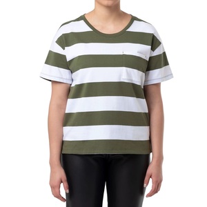 Meilleure vente de vêtements de sport de haute qualité pour femmes T-shirts à manches courtes et col rond Nouveau style T-shirt rayé pour femmes de BD - Product Image 1