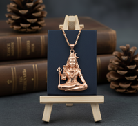 Collier en argent 925 plaqué or |   Pendentif géométrique vintage Shiva |   Cadeau unisexe pour la tenue quotidienne bouddhiste
