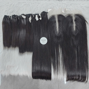 Extensiones de Cabello Humano Vietnamita Virgen Súper Liso de Color Natural con Cierre, Doble Trama a Máquina, 100 Gramos - Product Image 1