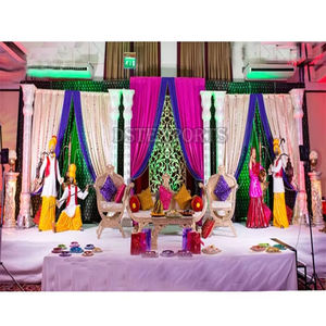 Bajirao Mastani thème Sangeet nuit décor fabuleux coloré Sangeet scène décoration élégant mariage musulman Mehndi scène décor - Product Image 6