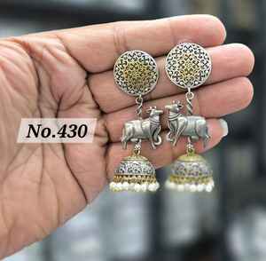 Antique Jewelry German <b>Silver</b> Polish Designer Beautiful Fancy Style Party Wear Jewelry Accessories Women Antique <b>Long</b> <b>Earrings</b> - Product Image 3