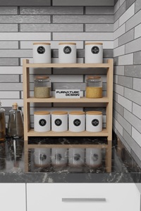 Étagère de rangement de cuisine en métal, étagère à épices, étagère de comptoir, organisateur de salle de bain, étagère de placard, étagère à épices en aggloméré - Product Image 6