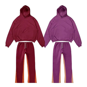 Jogger personnalisé à imprimé bouffant Ensemble pantalon de survêtement et sweat à capuche évasé Ensemble survêtement délavé à l'acide pour hommes de grande taille Ensemble 2 pièces Survêtement d'hiver unisexe - Product Image 5