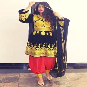 黑色女性阿富汗尼3件套套装批发价新最新阿富汗尼连衣裙黑色加大码女装 - Product Image 6