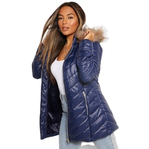 Women's Winter Hooded Reversible Waterproof Knitted Bomber Jacket with Pattern 100% Polyester Filled Short Length Coat - Product Image 1