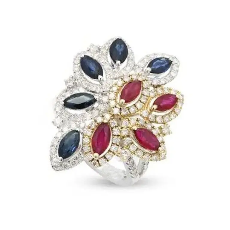Высококачественные бриллиантовые кольца в форме маркизы с сапфировым и рубиновым Камнем, украшенные 2,32 карат, для женской моды, по лучшим ценам