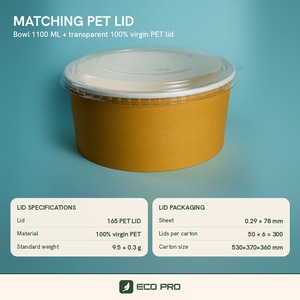 ถ้วยกระดาษสีขาวแบบผนังเดียว ขนาด 1100 มล. ภาชนะใส่อาหารแบบใช้แล้วทิ้ง พิมพ์ลายเฟล็กโซกราฟฟิก สำหรับใส่สลัด ผลไม้ ซุป โปเก้ - Product Image 3