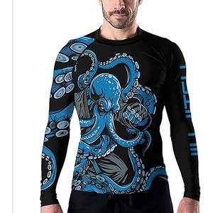 Loose Fit BJJ Rash Guard Hombres de manga larga MMA Jiu Jitsu Camisa de entrenamiento Stretch Quick Dry Grappling Top No Gi Compression - Product Image 6