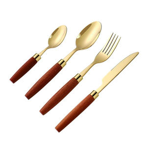 Indian Factory Direct Supply Custom Wholesale Spoon <b>Fork</b> <b>Knife</b> Flatware Stainless Steel Gold Plated Metal Cutlery <b>Set</b> - Product Image 6