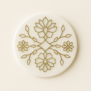 Dessous de verre artisanal floral violet élégant porte-boisson rond Unique décor de table à la maison Design moderne pour les maisons élégantes - Product Image 3