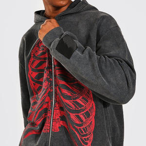 Conjunto Deportivo de Invierno para Hombre, con Capucha, Estilo Acid Wash, 2 Piezas, Cierre de Cremallera, 100% Algodón, Ropa Casual - Product Image 6