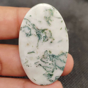 Cabochon d'agate d'arbre naturelle de haute qualité, pierre précieuse verte en vrac pour la fabrication de bijoux, tailles mélangées - Product Image 1