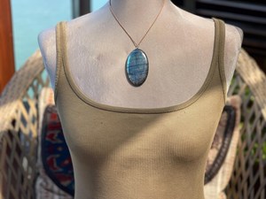 Large Blue Labradorite <b>Necklace</b> Statement Pendant <b>Boho</b> Style Ethical Handmade Jewelry Gift for Her - Product Image 2
