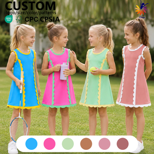 Vestido de Tenis para Niñas de Nailon y Spandex con Certificación CPC y CPSIA, Dobladillo Festoneado, Ropa Deportiva Infantil, Traje de Boutique al por Mayor - Product Image 1