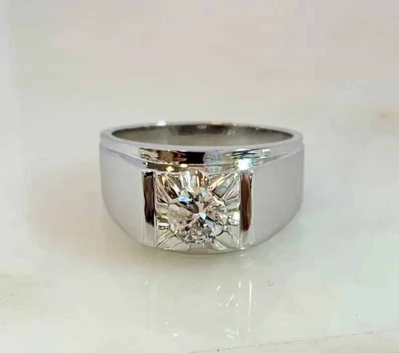 Мужской искусственный бриллиант, обручальное кольцо, подарок на День Святого Валентина, 14 карат, белое золото